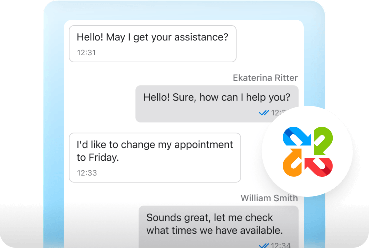 Team members collaborating on a customer conversation in Company Messaging